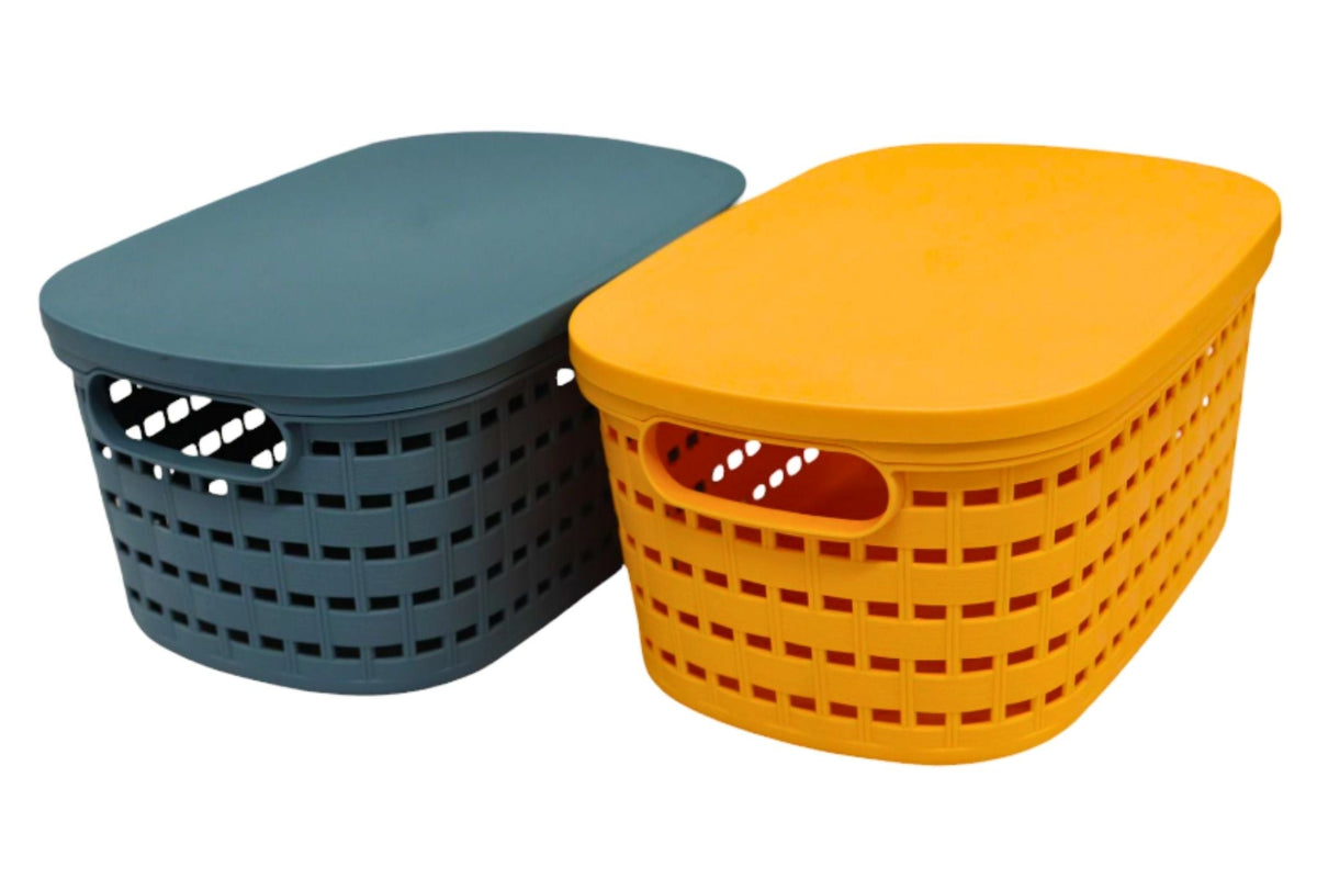 Nordic Storage Basket w/Lid -S 27.5x19x13cm 4 Asstd