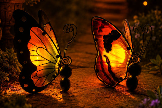 Solar Butterfly Light Flicker-Effect 26x26x14cm 2 Asstd