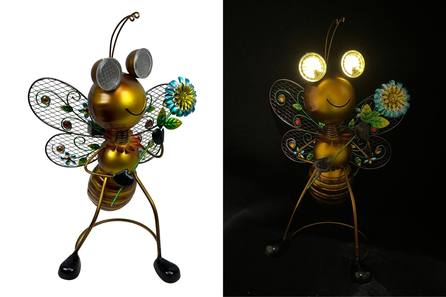 Metal Statue Bee w/Solar Animated Eyes 40x27x12cm