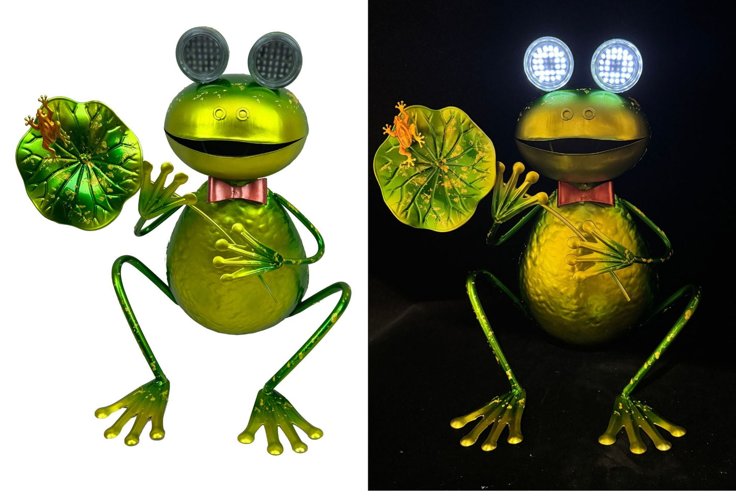 Metal Statue Frog w/Solar Animated Eyes 31x28x20cm
