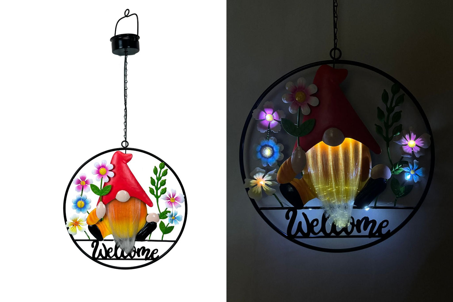 Solar Fiber Optic Gnome Garden Hanging 62x30cm