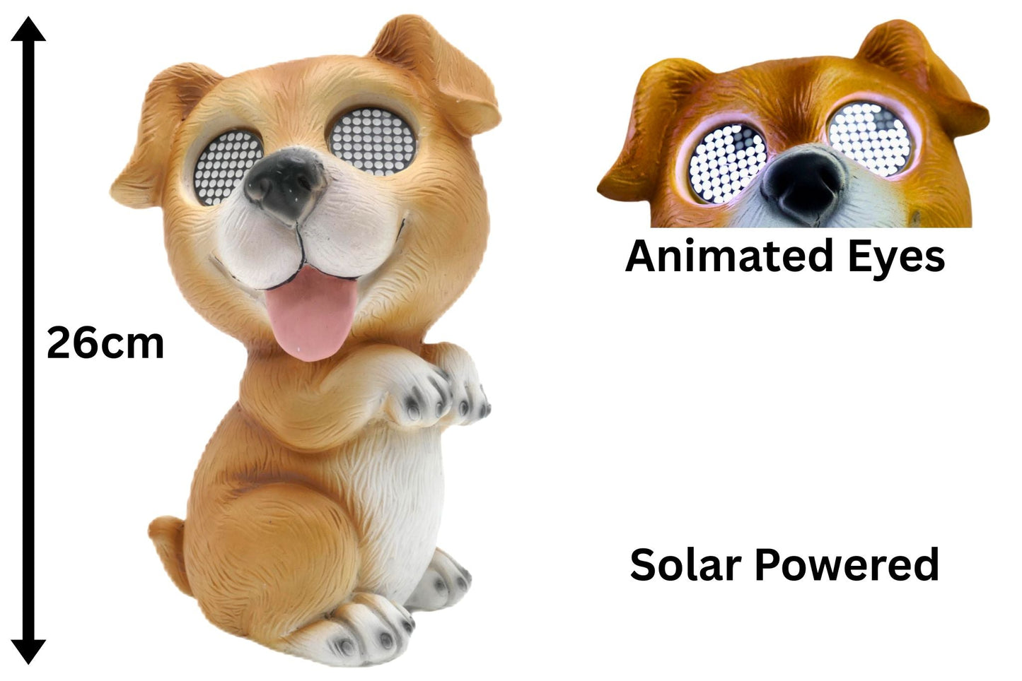 Polyresin Dog w/Solar Animated Eyes 26cm
