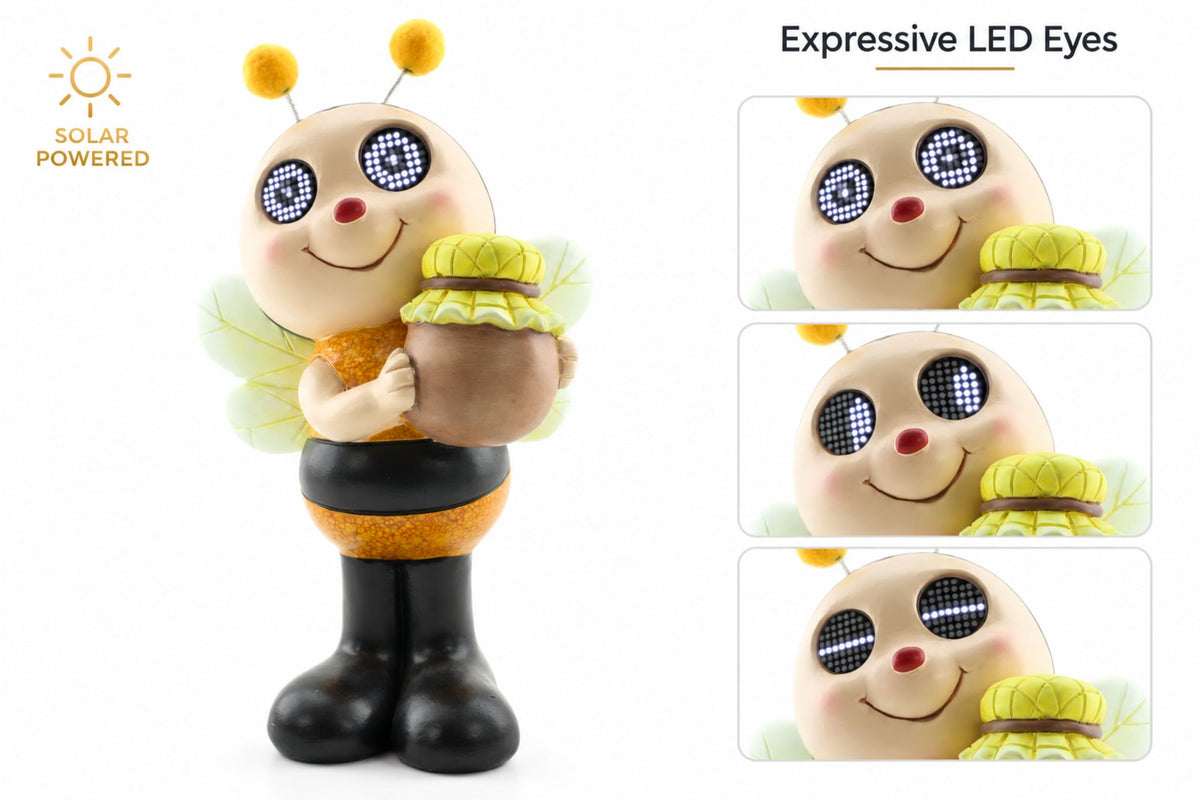 Polyresin Bee Stand w/Solar Animated Eyes 35.5cm