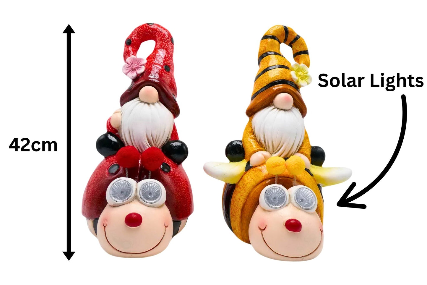 MGO Gnome On Animal w/Solar Light 42cm 2 Asstd