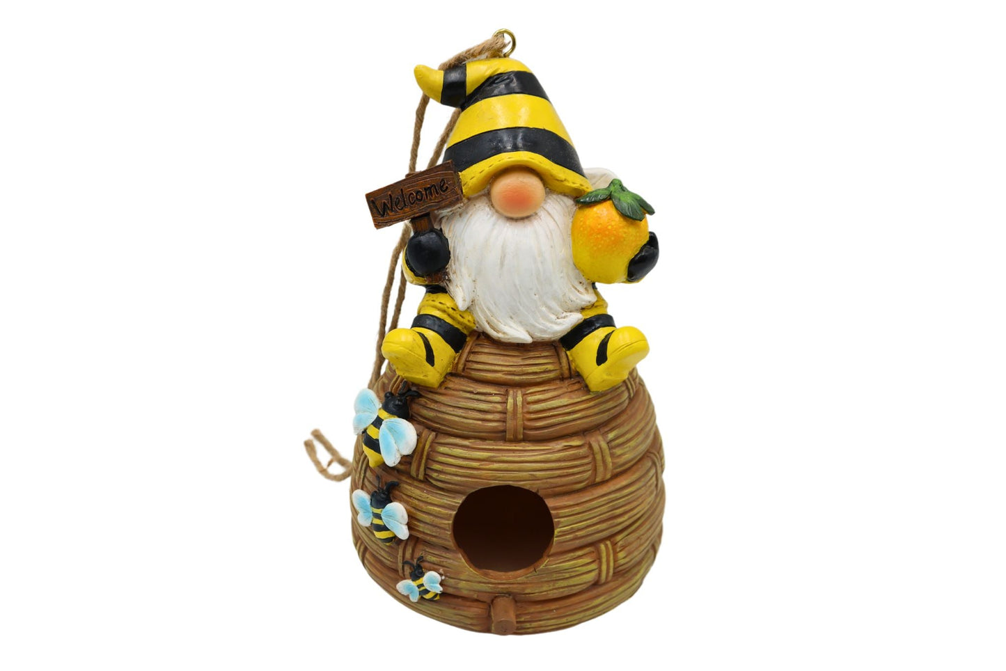 Resin Gnome Beehive Birdhouse 14.8x16.2x22.5cm