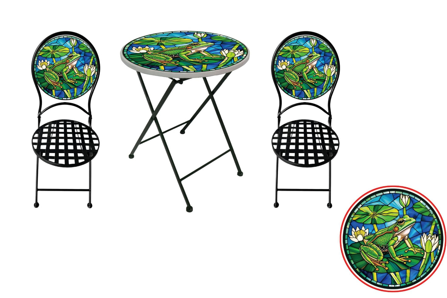 Metal Table & Chair Set Printed Frog