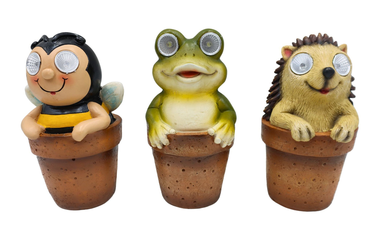 Resin Statues Animals w/Solar Eyes 9.8x9.8x18.5cm 3 Asstd