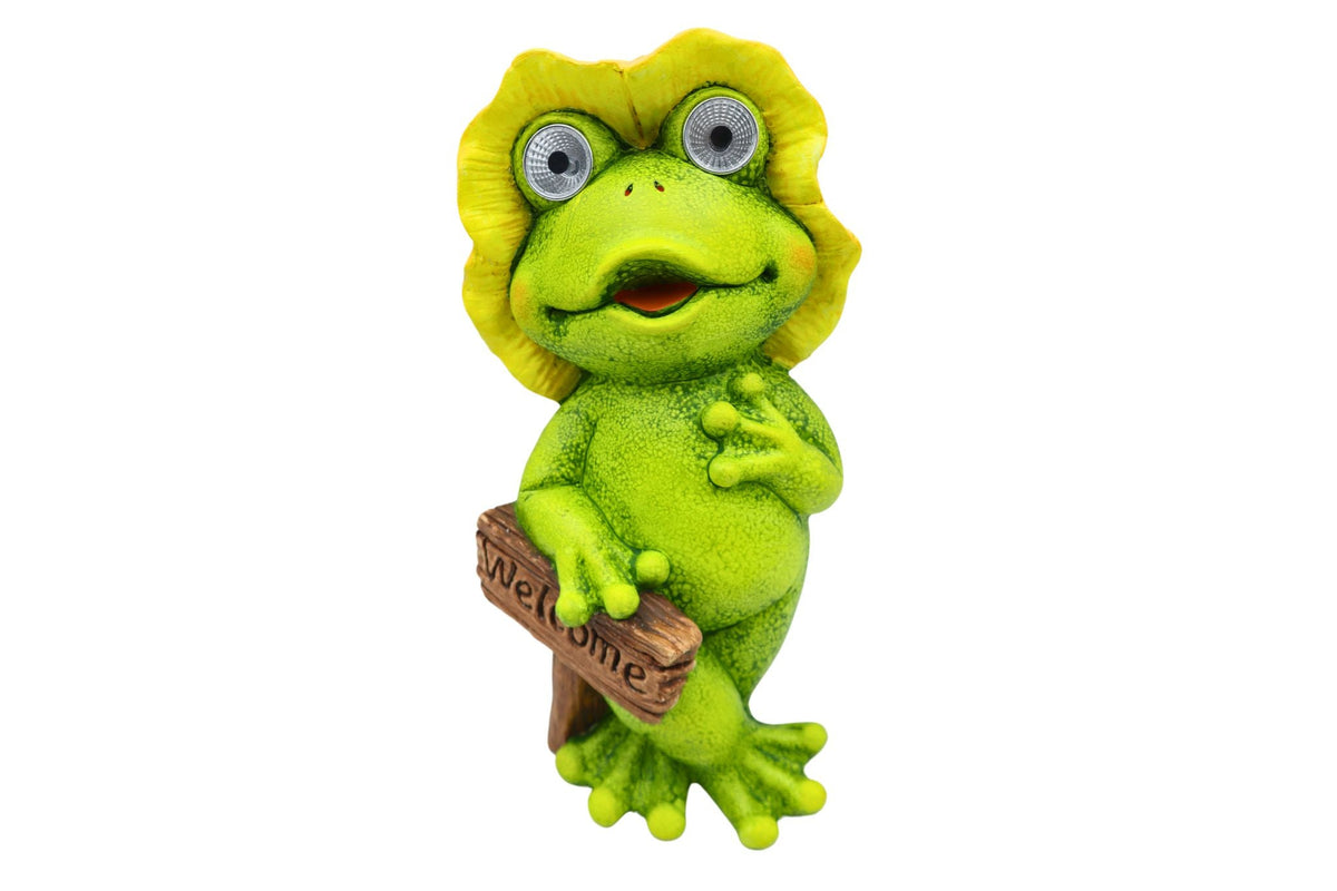 MGO Decor Statue Solar Frog Weclome 20.2x21.2x40.2cm 1924g