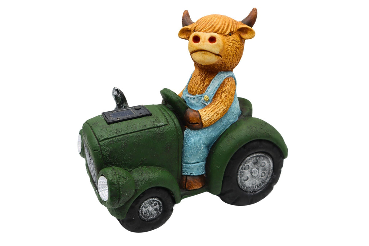 MGO Solar Light Highland Cattle Tractor 35.7x23.0x34.5cm