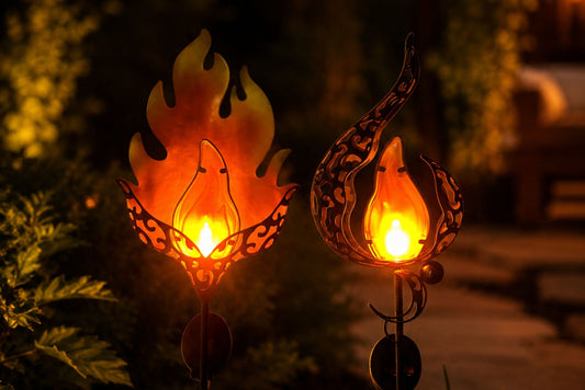Solar Burning Flame Stake 90x18cm 2 Asstd PDQ