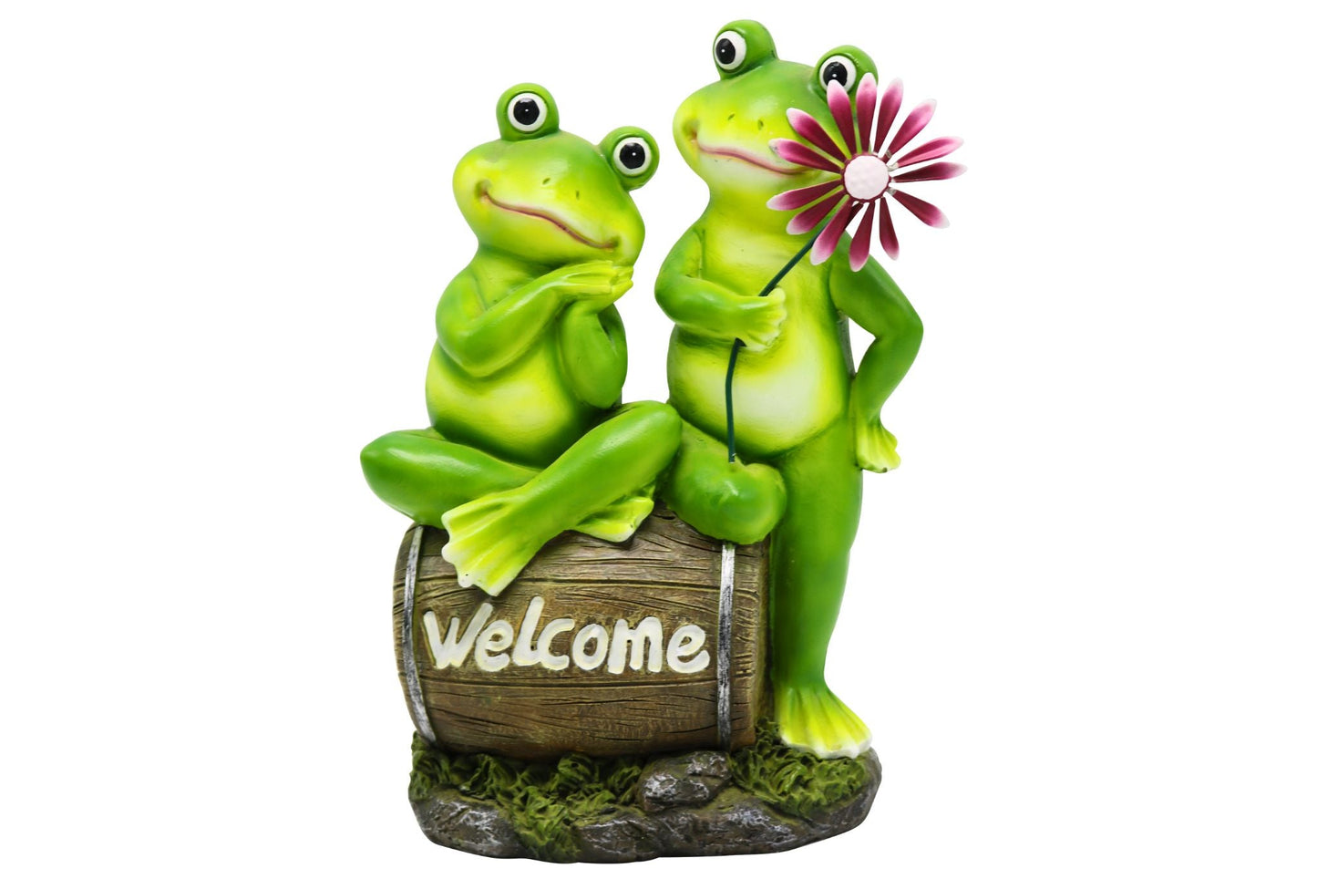 Resin Statue Frog w/Welcome Sign 27x20cm