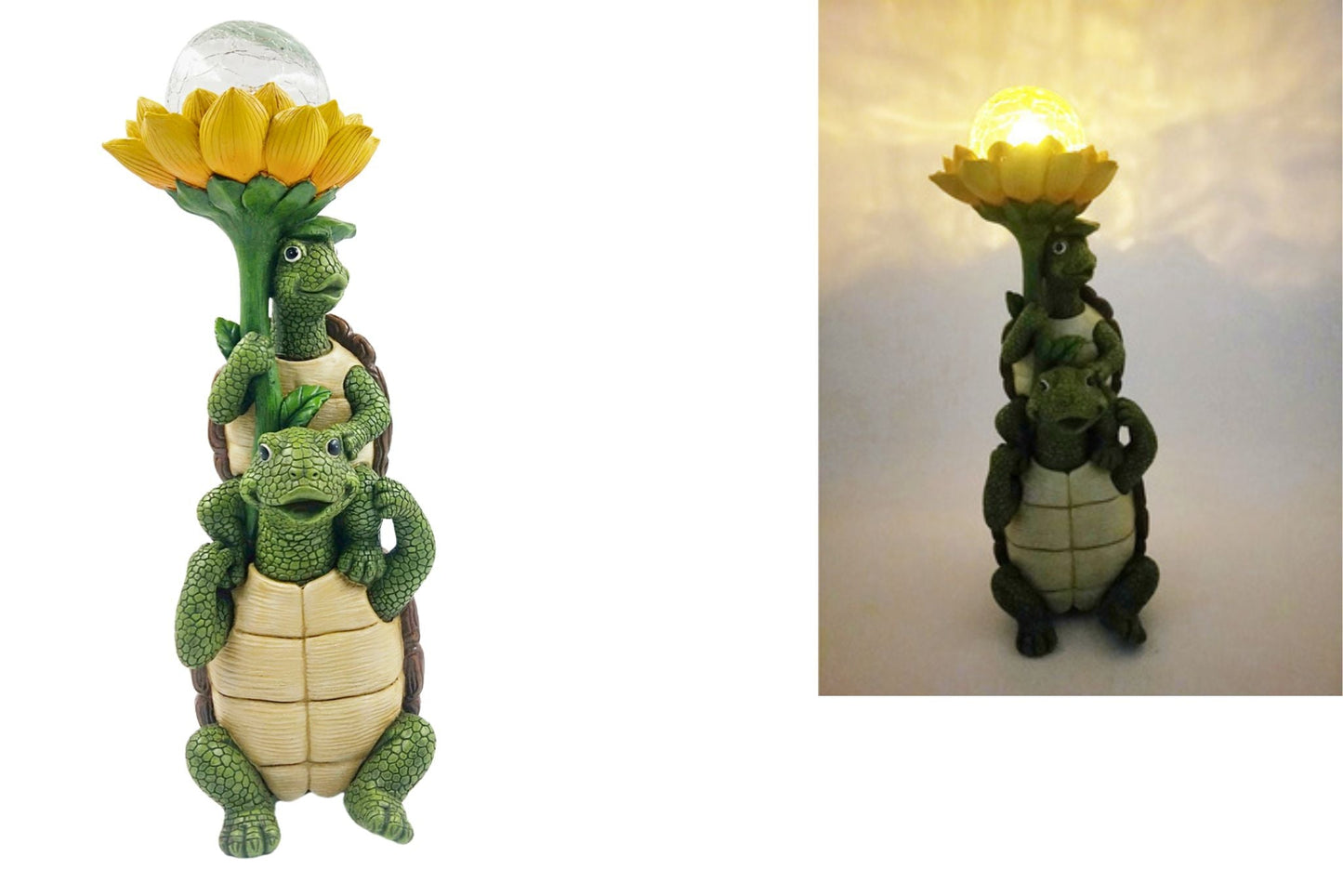 Resin Solar Stacked Turtle 38cm