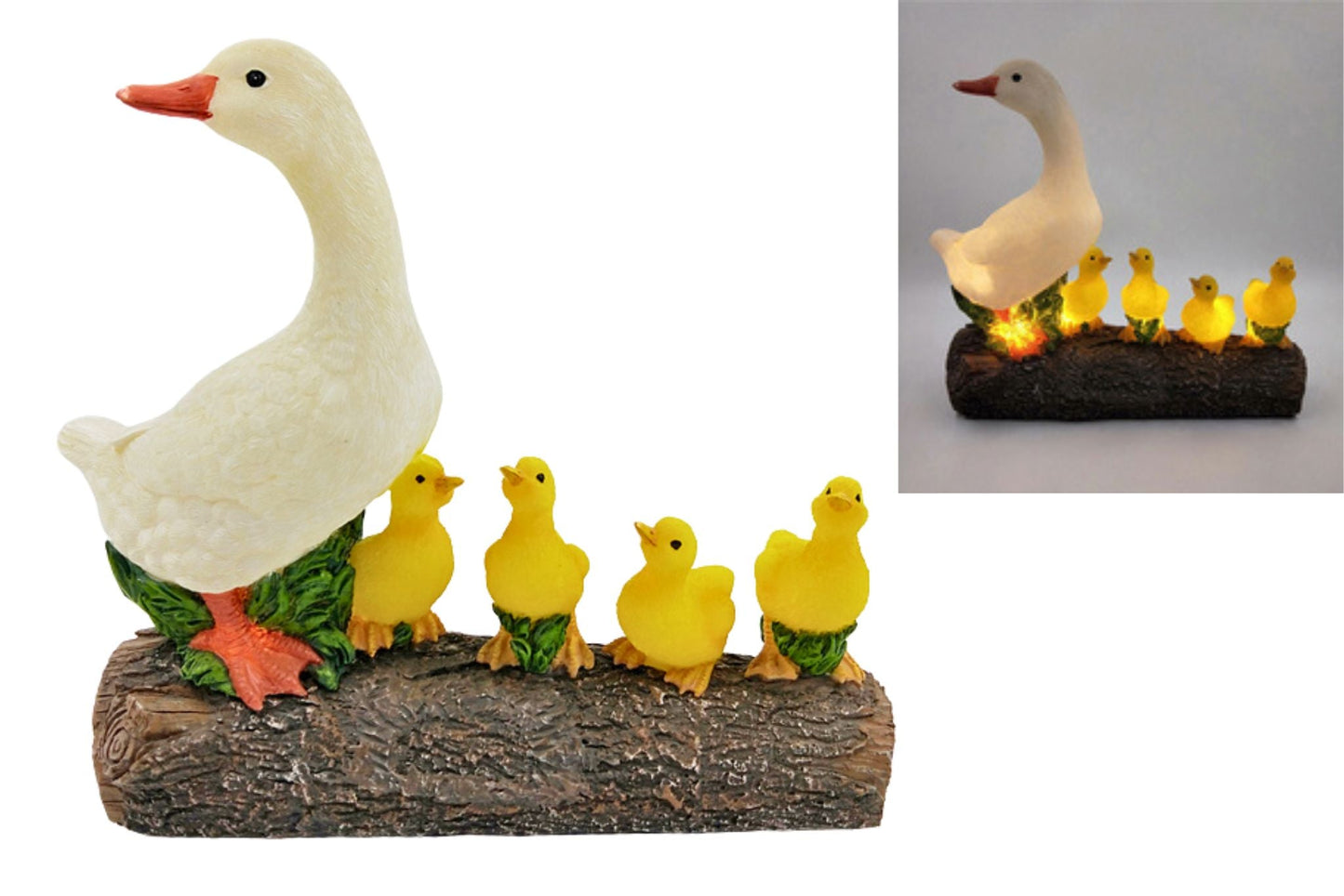 Resin Solar Duck Family 28cm