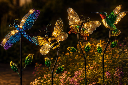 Solar Bee/Butterfly/Hummingbird/Dragonfly Stake 90cm 4 Asstd PDQ