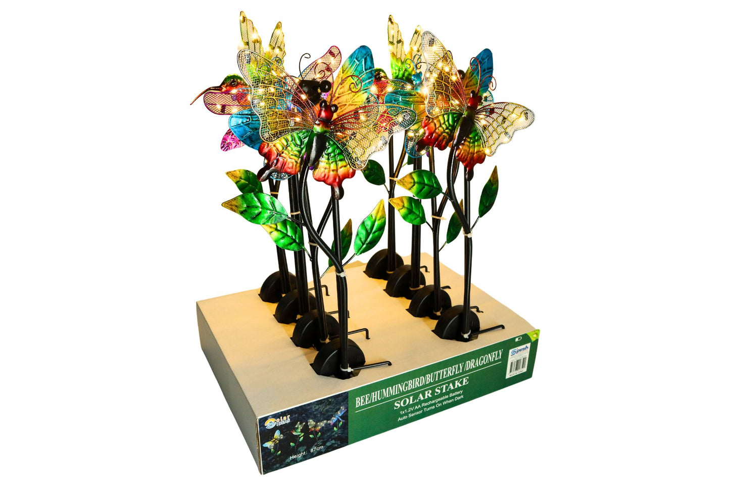 Solar Bee/Butterfly/Hummingbird/Dragonfly Stake 90cm 4 Asstd PDQ