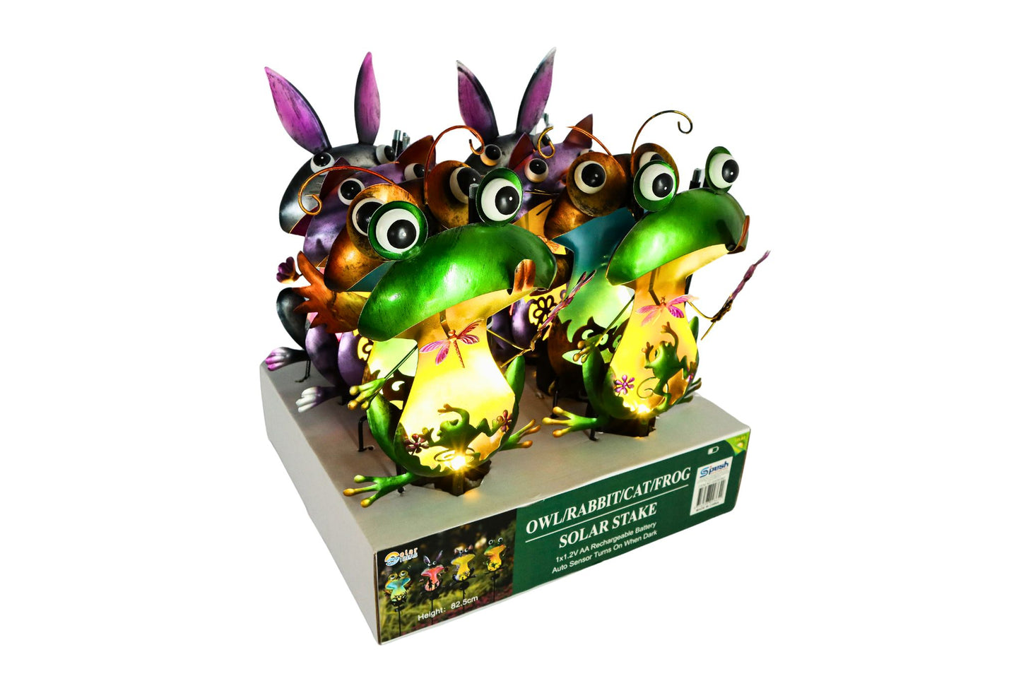 Solar Owl/Rabbit/Cat/Frog Stake 87cm 4 Asstd PDQ