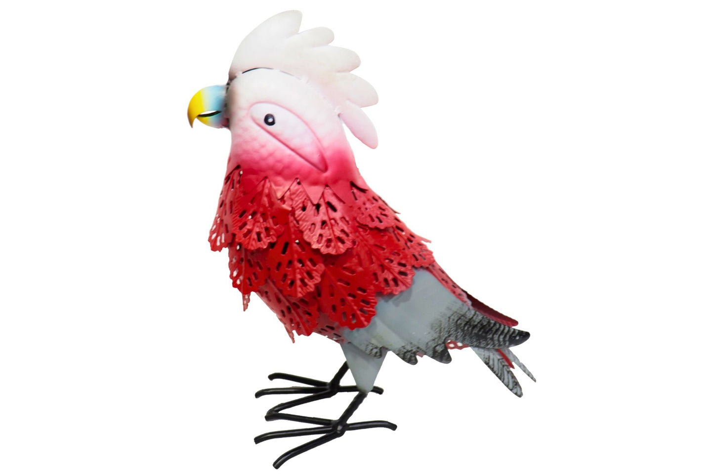 Metal Pink Galah Bird Statue 30cm