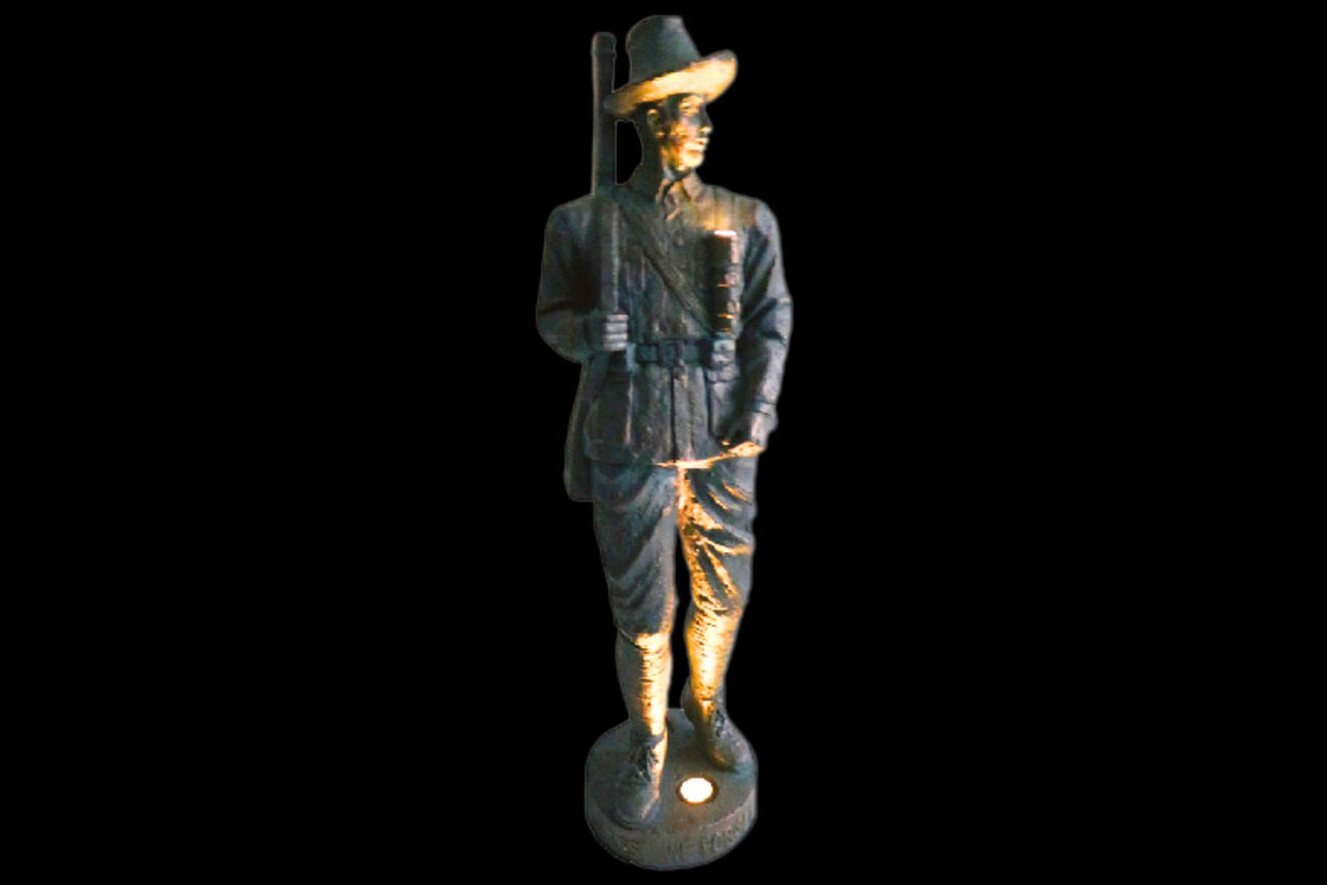 Anzac Soldier Statue Gun on Back w/Solar Lights 115cm