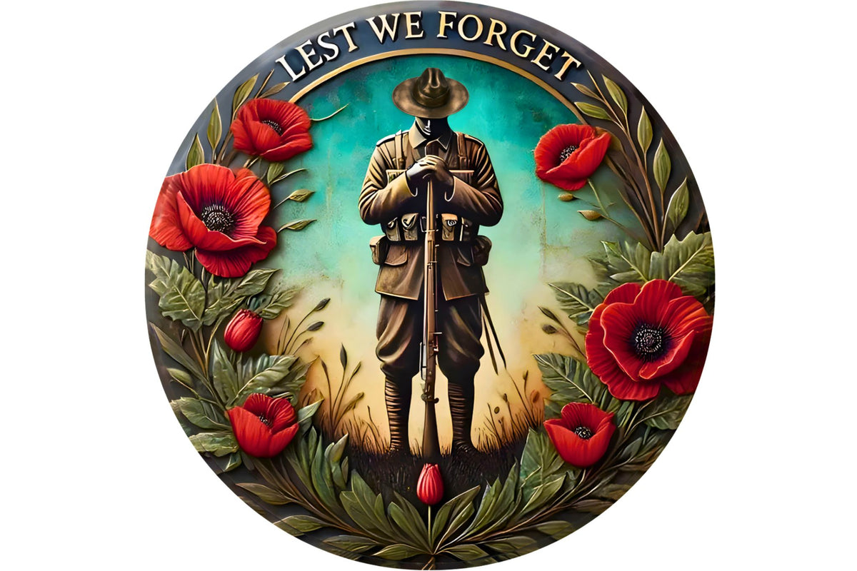 Anzac Metal Wall Art Embossed Soldier 40cm