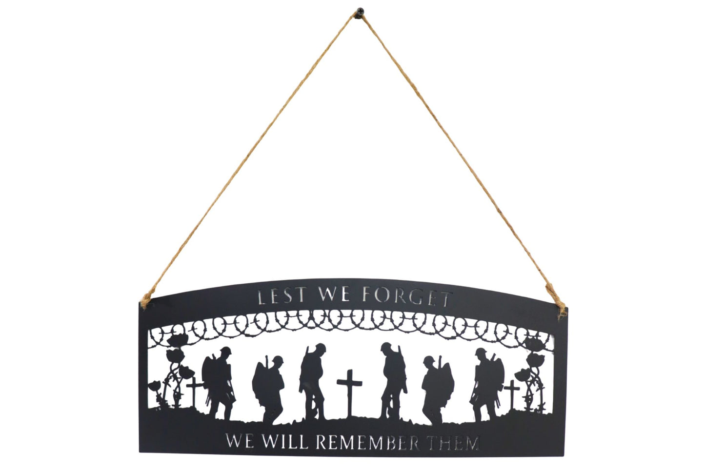 Anzac Metal Wall Art Lest We Forget Black 40cm
