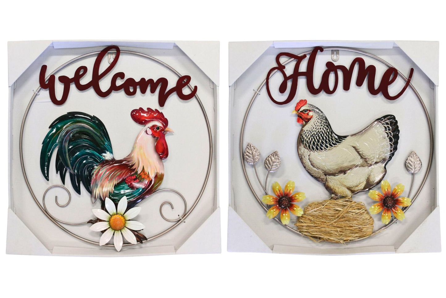 Wall Plaque Rooster 45cm 2 Asstd