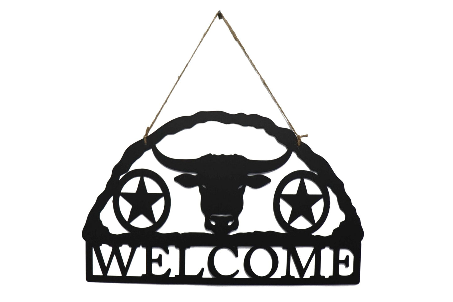 Metal Hanging Sign Bull Welcome 57x35cm