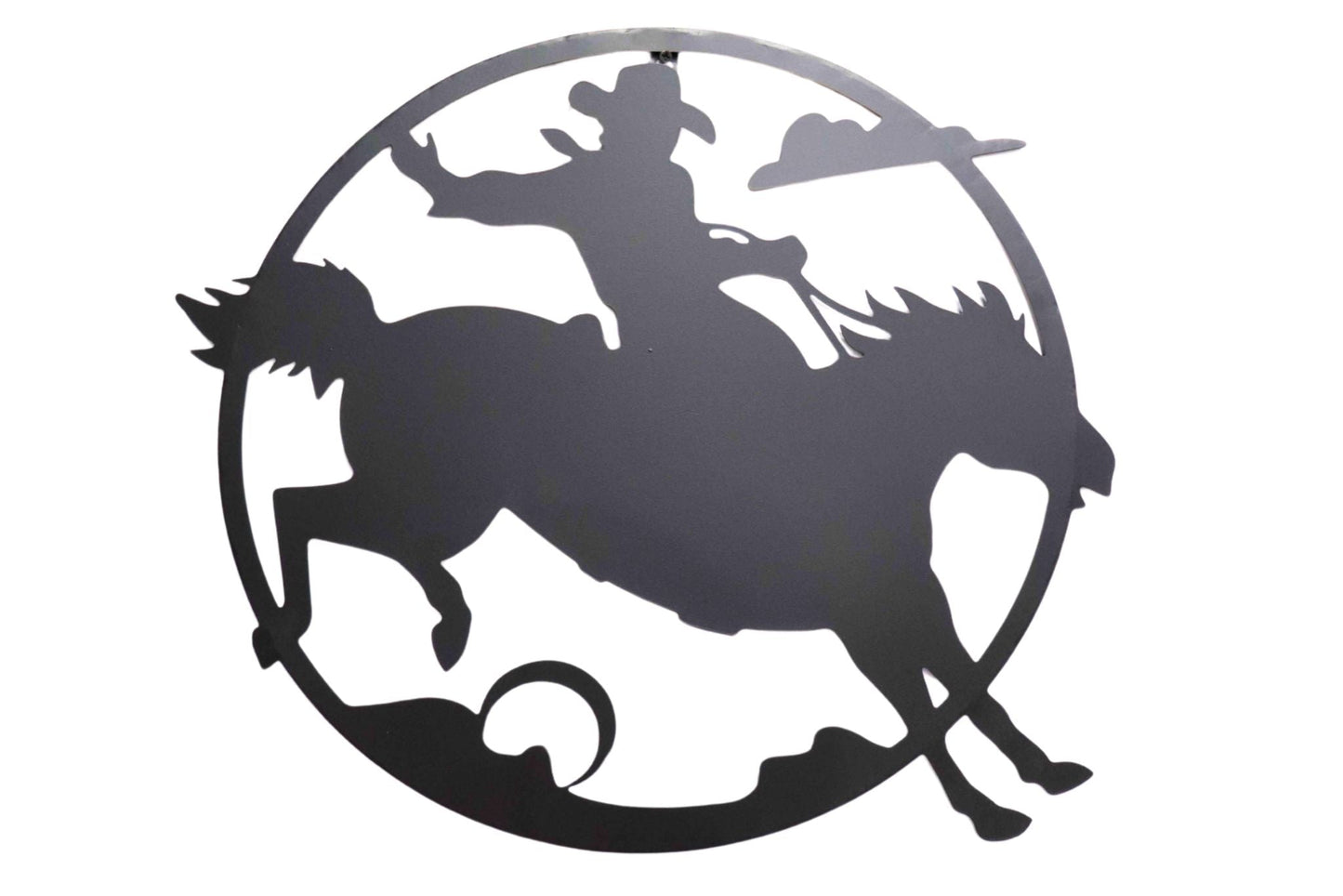 Metal Wall Art Cowboy Horse 50cm Round