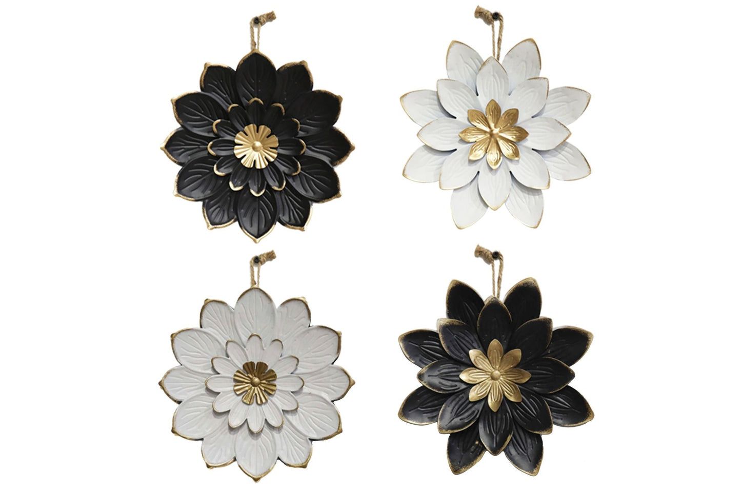 Metal Hanging Wall Flowers 23.5cm 4 Asstd