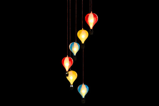 Solar Hot Air Balloon Hanging Light Black Basket 58cm