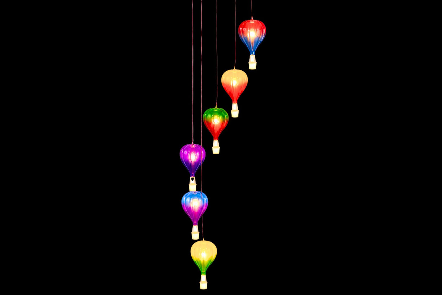 Solar Hot Air Balloon Hanging Light White Basket 58cm