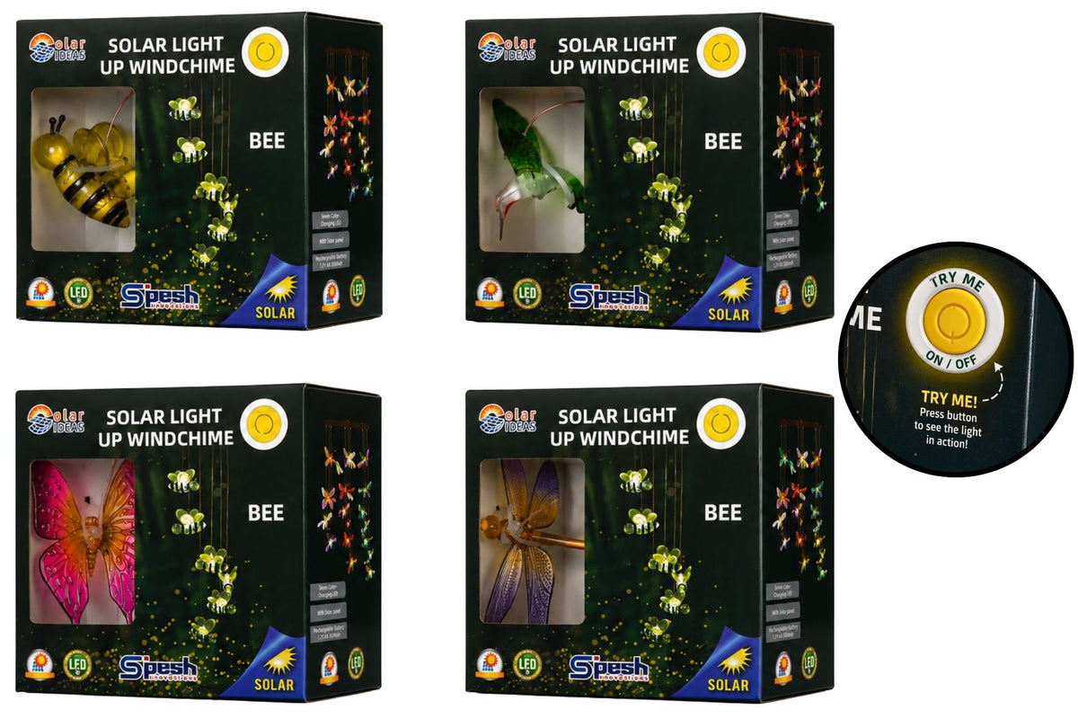 Solar Hanging Lights Butterfly/Hummingbird/Dragonfly/Bee 62cm 4 Asstd