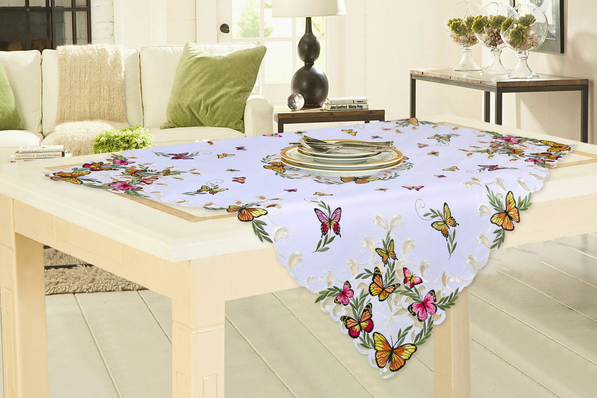 Embroidered Table Cloth 85x85cm Square Butterfly