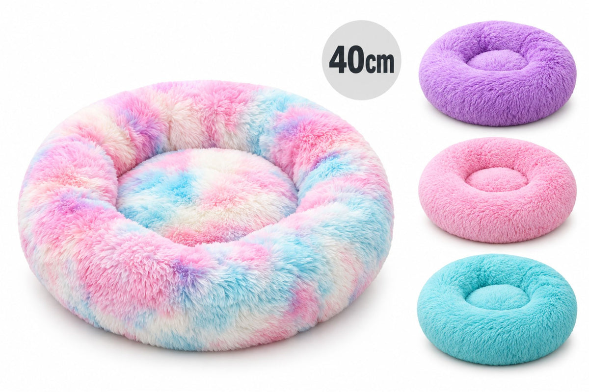 Long Plush & Calming Puppy Bed 40cm 4 Asstd