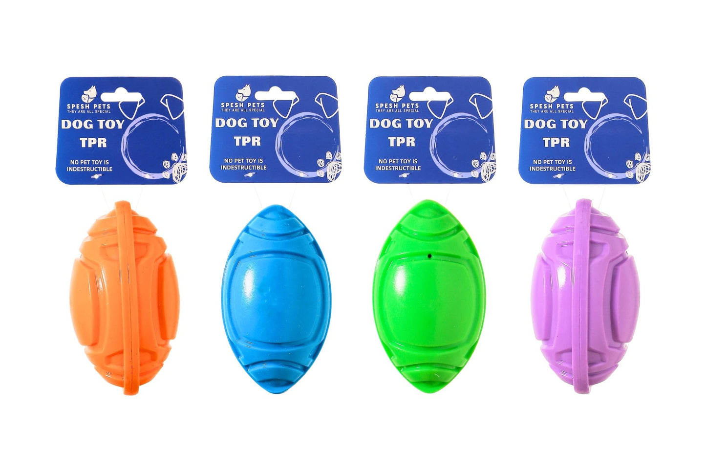Dog Toy TPR Ball 15.5x7.5cm 166g 4 Asstd