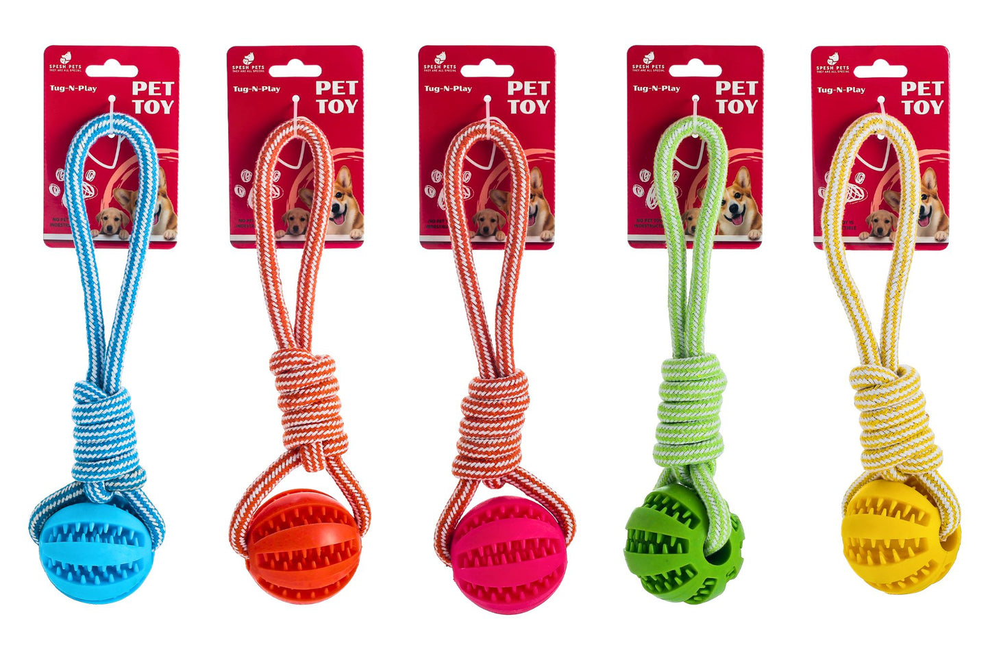 Dog Toy TPR Cotton Rope 29x7cm 5 Assed