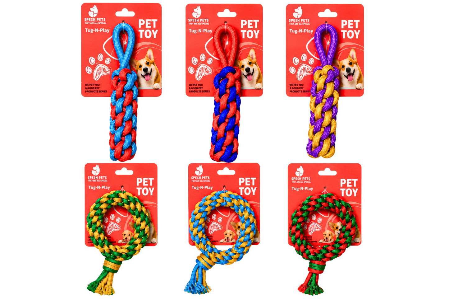 Dog Toy Cotton 20x11cm/23x4.5cm 90g 6 Asstd