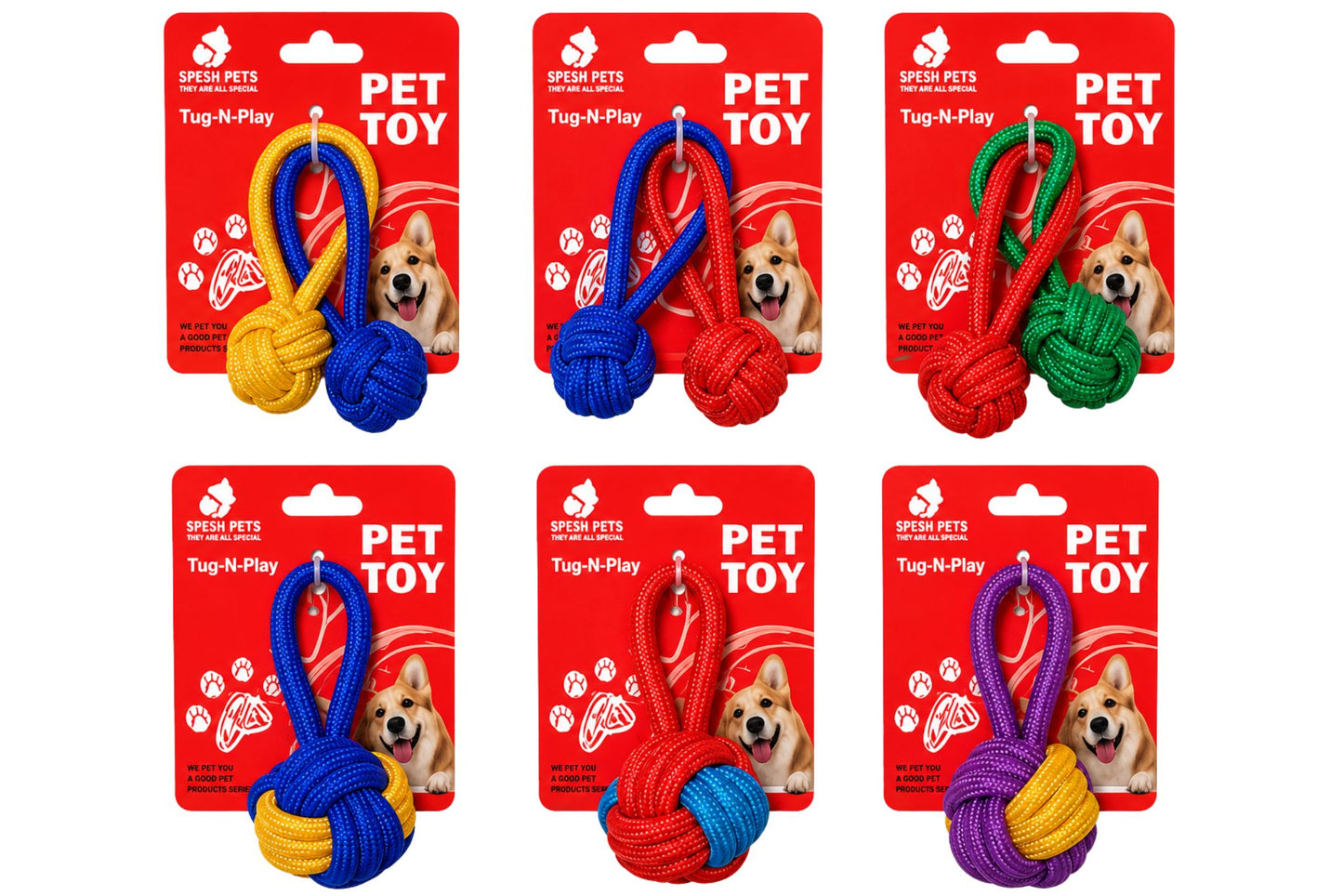 Dog Toy Cotton 10.5x4cm/13x5.5cm 53g 6 Asstd