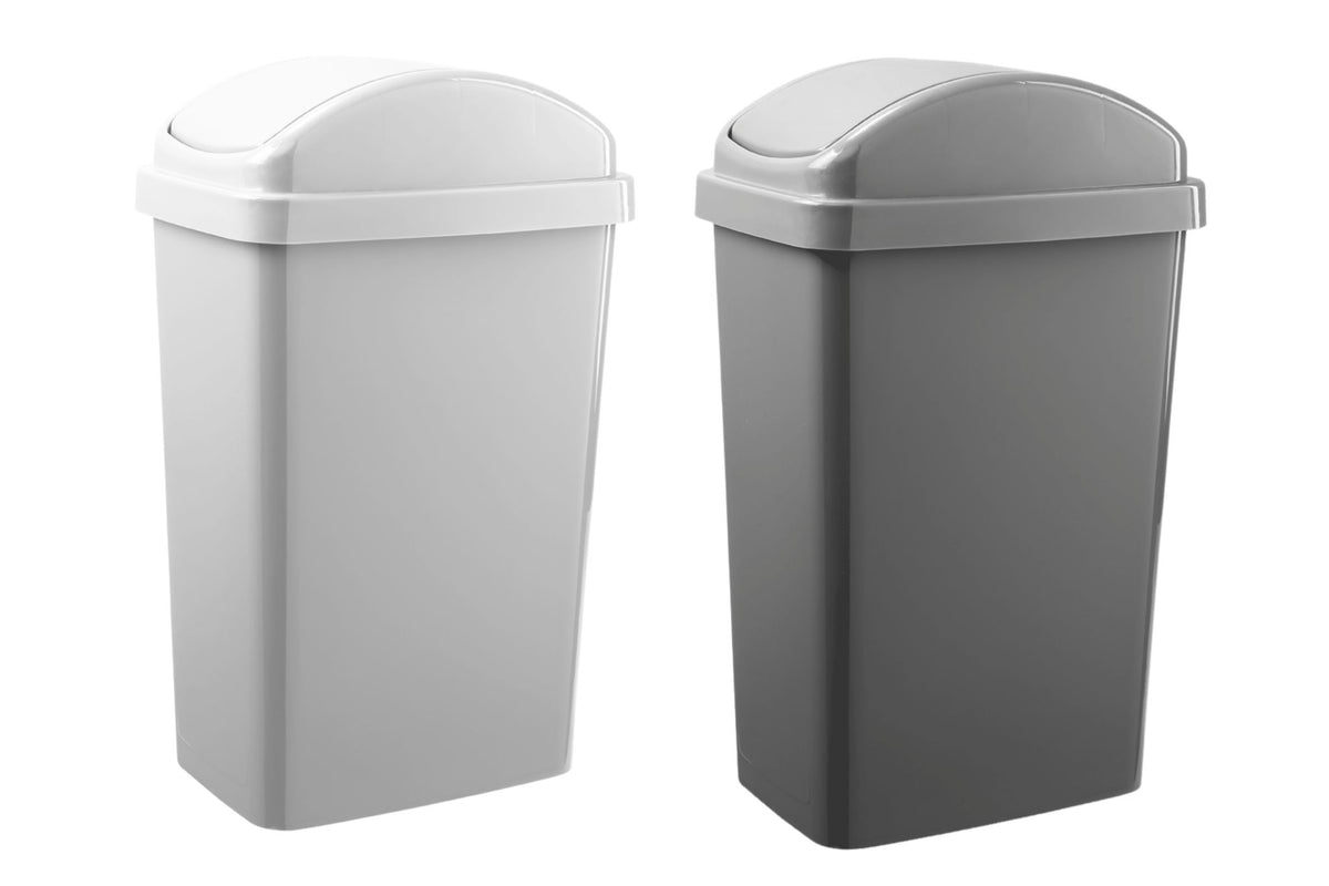 55L Slim Plastic Bin w/Swing Lid 2 Asstd