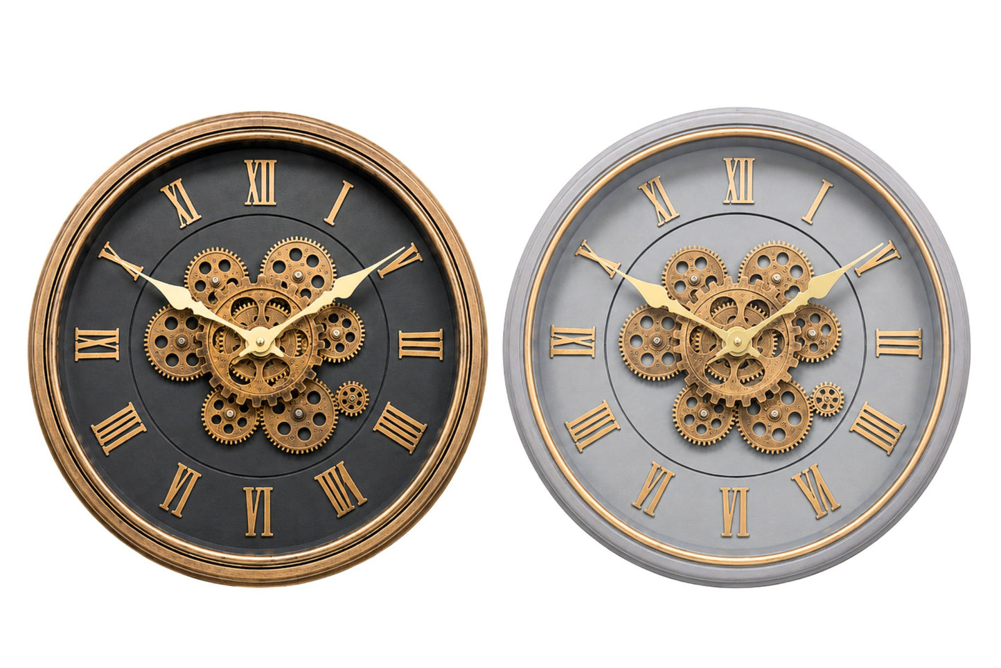 Clock Wall Moving Gears 45cm 2 Asstd