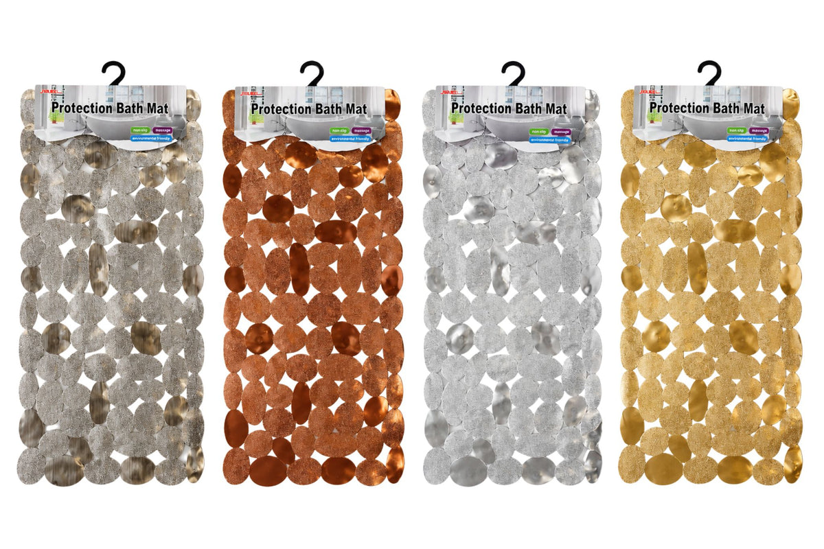 Bath Mat PVC Non Slip w/Suction Cups 68x38cm 4 Asstd