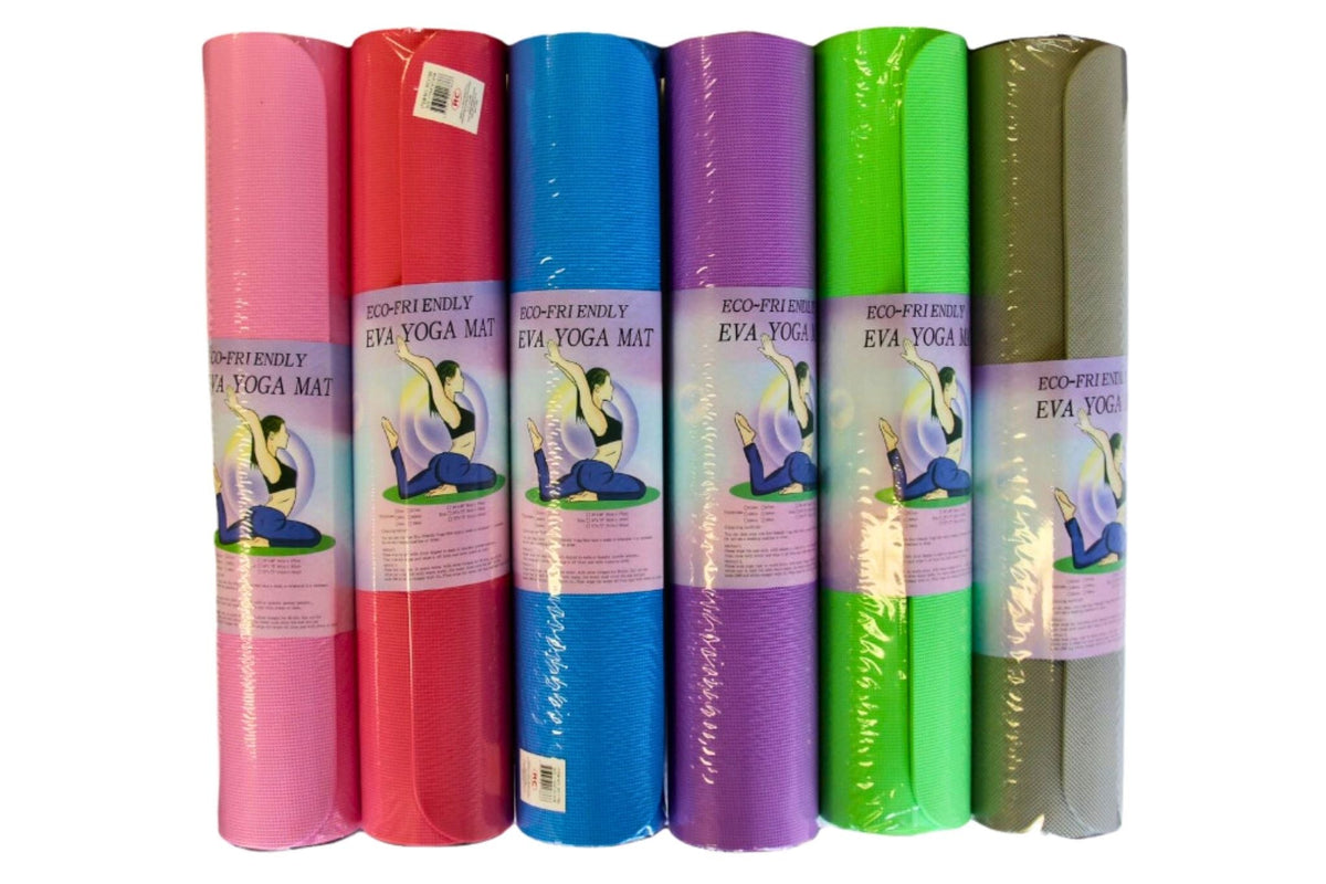 Yoga Mat 173x61cm 6mm Plain 6 Asstd
