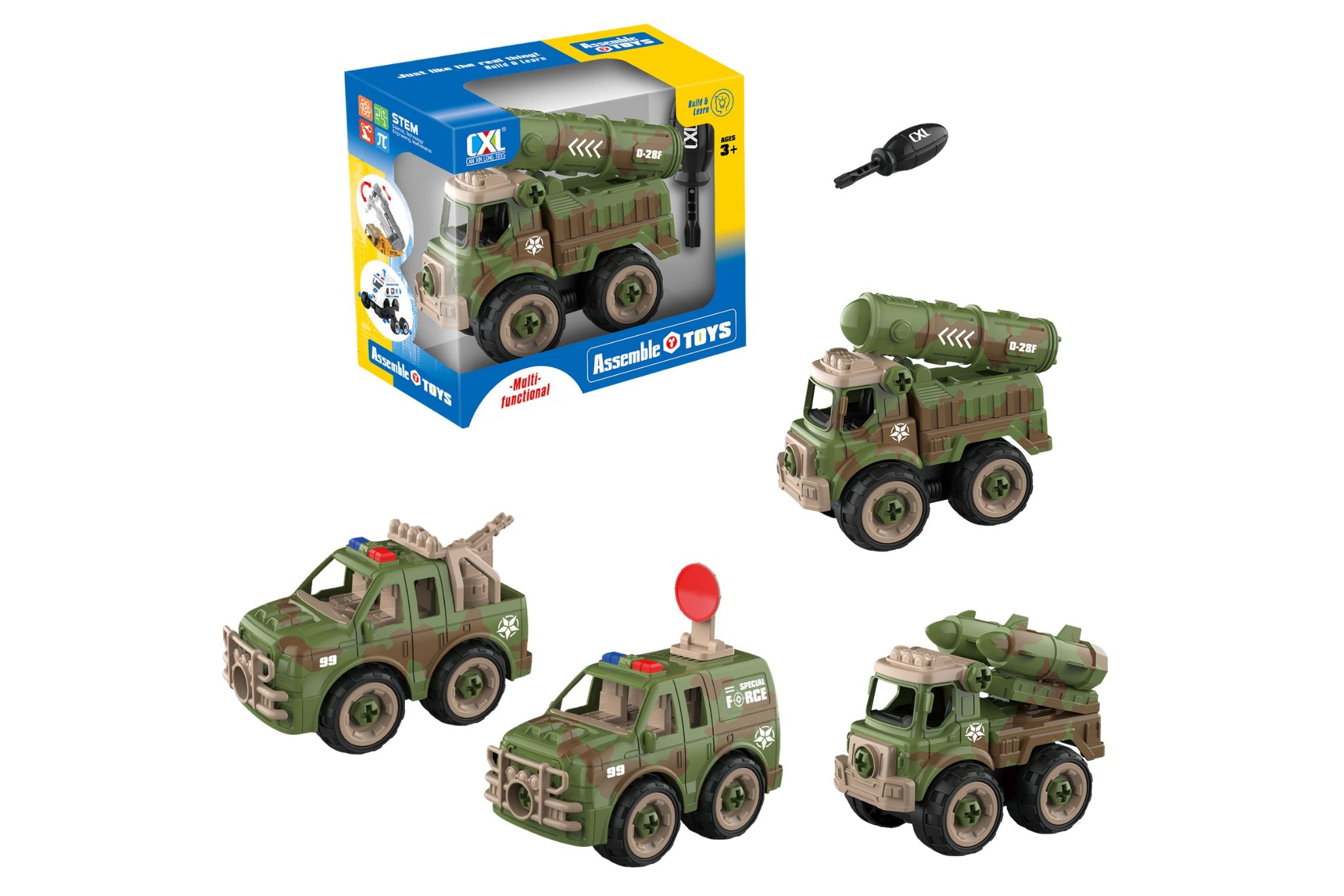 Military Cars DIY 12.5x10.3cm 4 Asstd – RC Direct Import