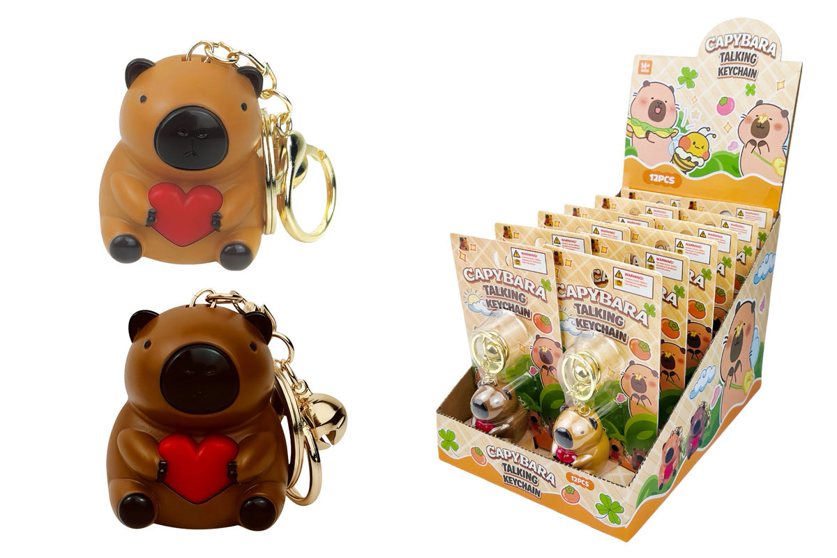 Keychain Capybara Light & Sound 5x4x3.5cm PDQ