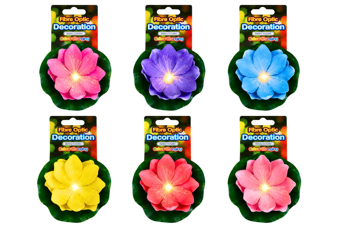 Fibre Optic Lotus 11cm 6 Asstd