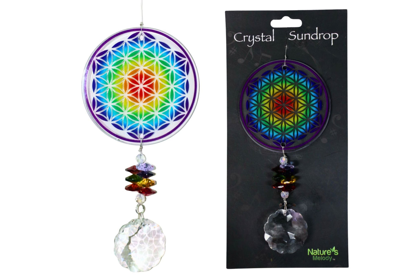 Crystal Sundrop Prism - Flower of Life 41cm