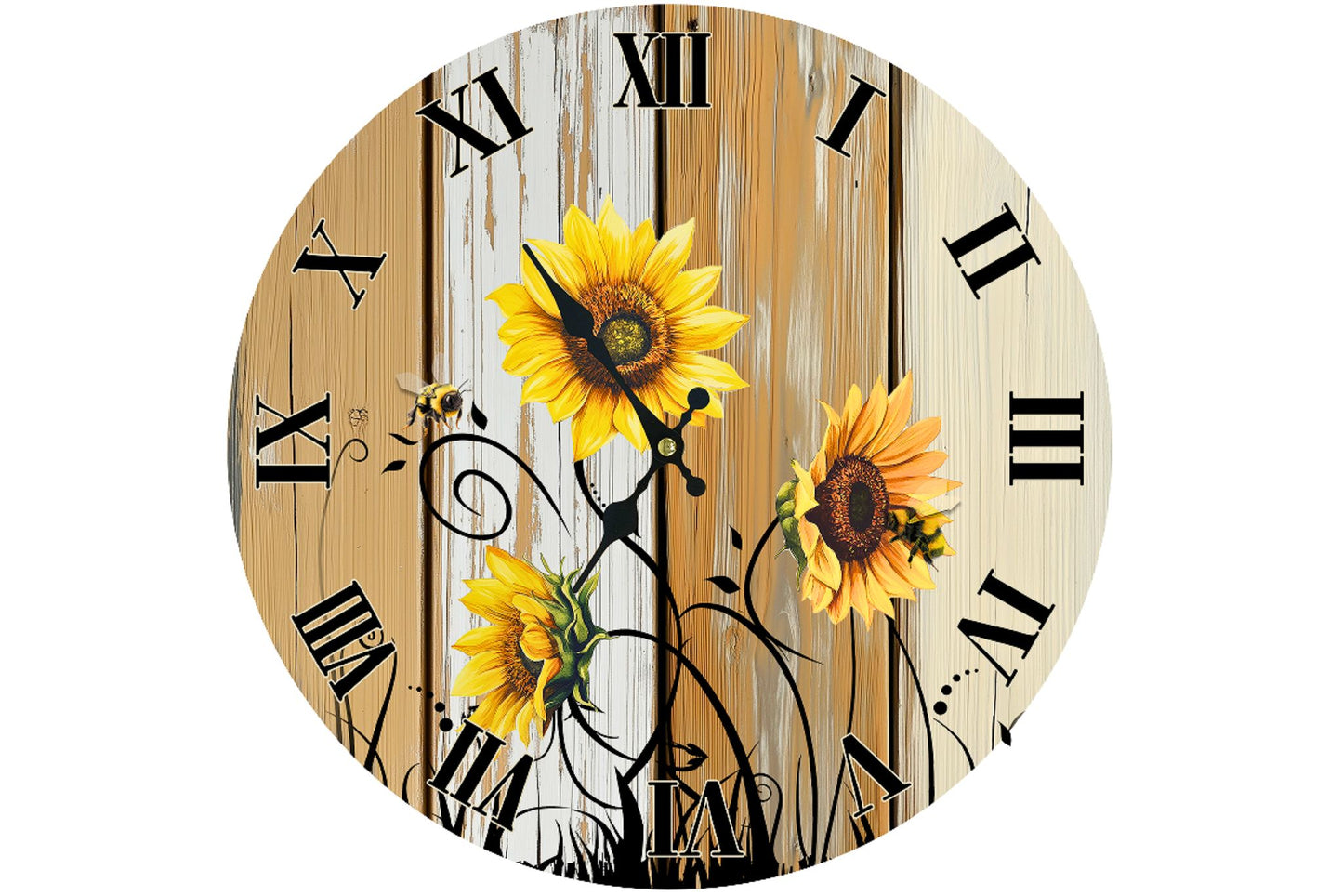 Clock Wall MDF Sunflower 34cm