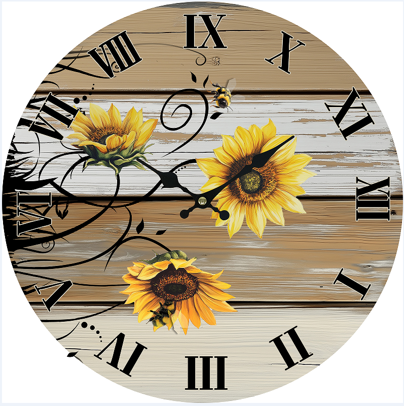 Clock Wall MDF Sunflower 34cm