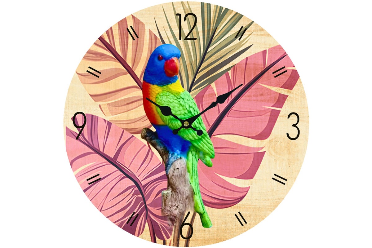 Clock Wall MDF Loorikeet 34cm