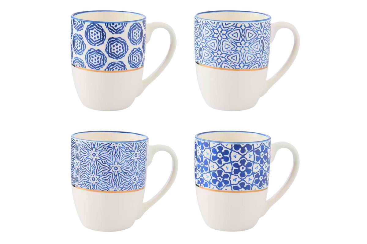 Ceramic Mug Blue & White 8.3x10.3cm 4 Asstd