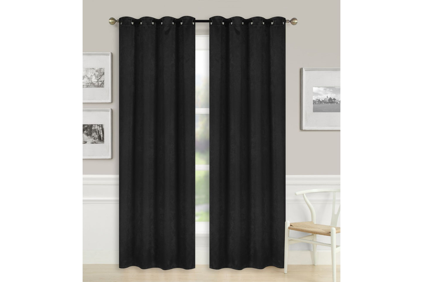 Solid Blackout Curtain 8 Grommets 137x213cm 200gsm Candy Black